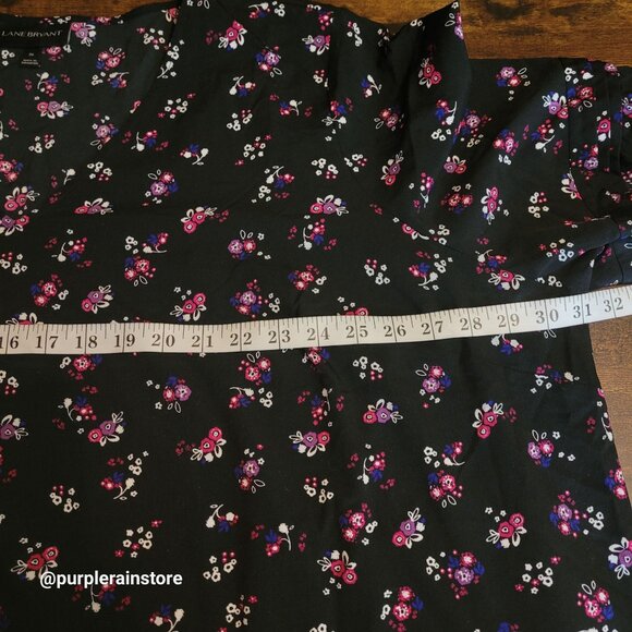 Lane Bryant Floral Tunic Top 26 Balloon Sleeve V Neck Ethereal Cottagecore - Picture 8 of 13